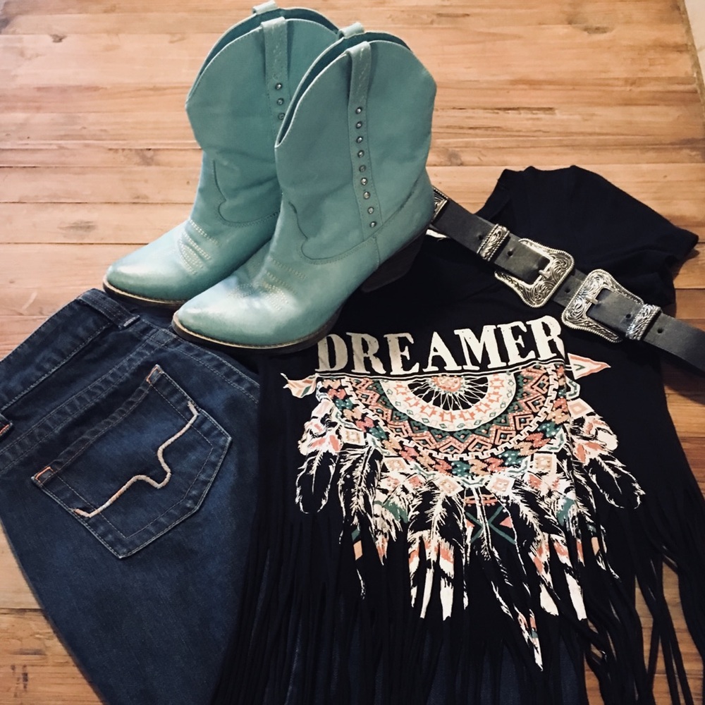 Short Turquoise Cowboy Boots
